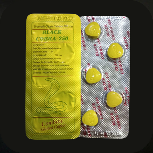 Bl@ck Cobra 250mg 10x T@blets For Men - Indian Comb@tic