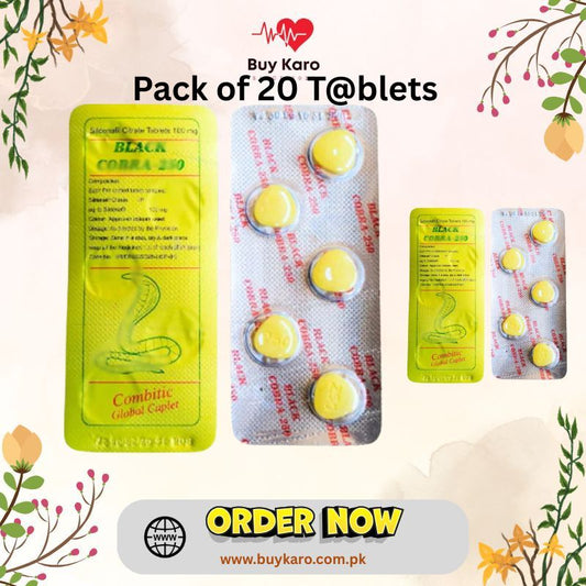 Bl@ck Cobra 250mg 20x T@blets  - Indian Comb@tic For Men